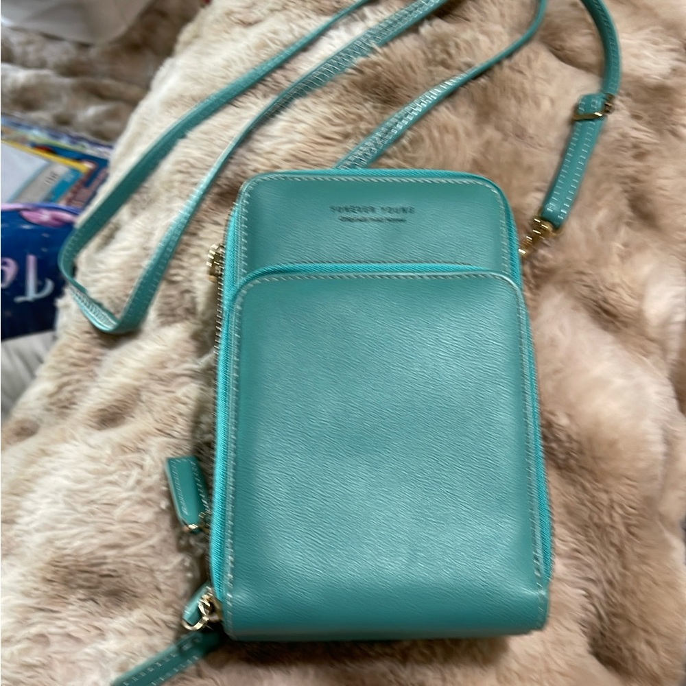 Forever Young Teal Crossbody Phone Bag